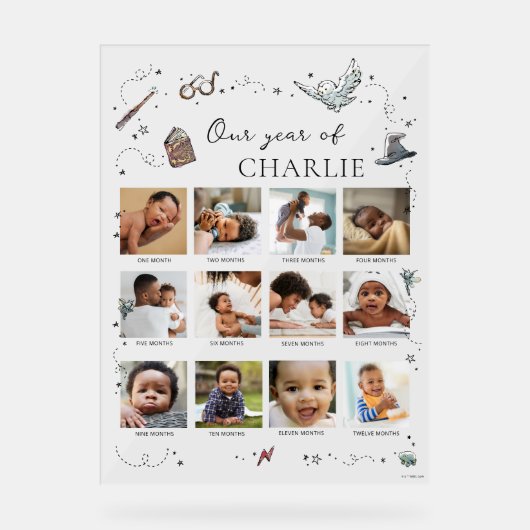 Harry Potter 1st Birthday - 12 maanden fotocollage Acryl Bord (Voorkant)