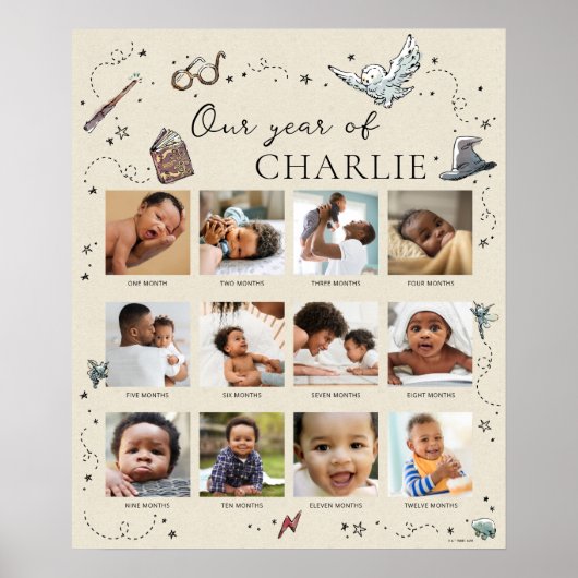Harry Potter 1st Birthday - 12 maanden fotocollage Poster (Voorkant)