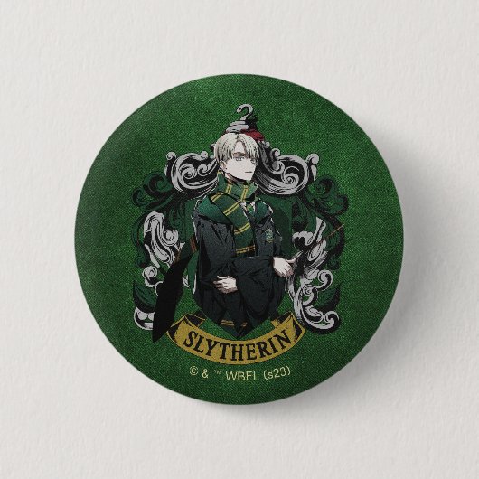 HARRY POTTER™ | Anime Draco Malfoy House Crest Ronde Button 5,7 Cm (Voorkant)