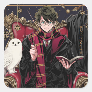 HARRY POTTER™   Anime HARRY POTTER™ Zittend Vierkante Sticker