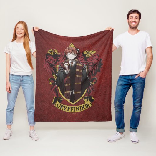HARRY POTTER™ | Anime Ron Weasley House Crest Fleece Deken (In situ)