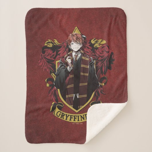 HARRY POTTER™ | Anime Ron Weasley House Crest Sherpa Deken (Voorkant)