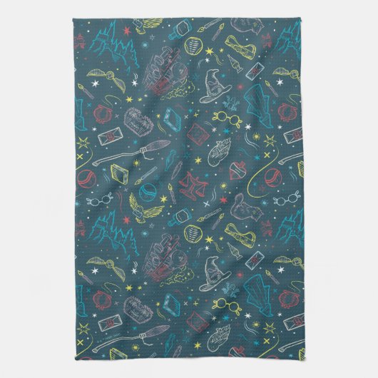 HARRY POTTER™ Artifacts Line Art Pattern Adult Theedoek (Verticaal)