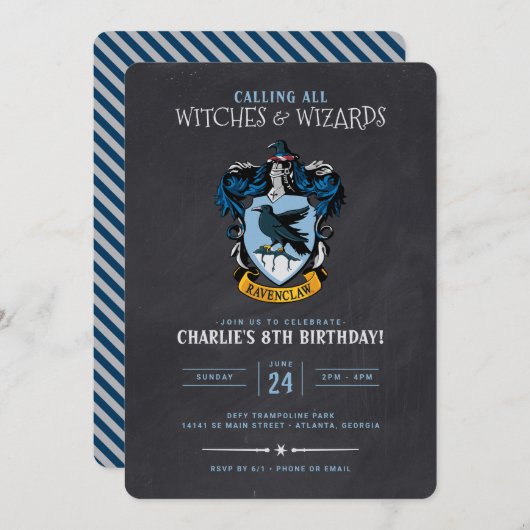 Harry Potter Birthday | Ravenclaw Chalkboard Kaart (Voorkant / Achterkant)