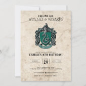 Harry Potter Birthday | Uitnodiging voor Slytherin (Voorkant)