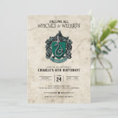 Harry Potter Birthday | Uitnodiging voor Slytherin (Staand voorkant)