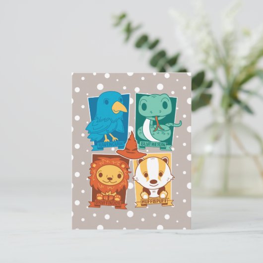 HARRY POTTER™| CARTOON HOGWARTS™ HOUSSEN BRIEFKAART (Staand voorkant)