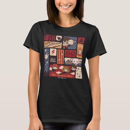 Harry Potter Cartoon scènes patroon T-shirt (Voorkant)