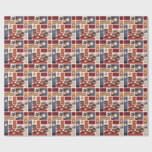 Harry Potter Cartoon Scenes Pattern Cadeaupapier (Vlak)