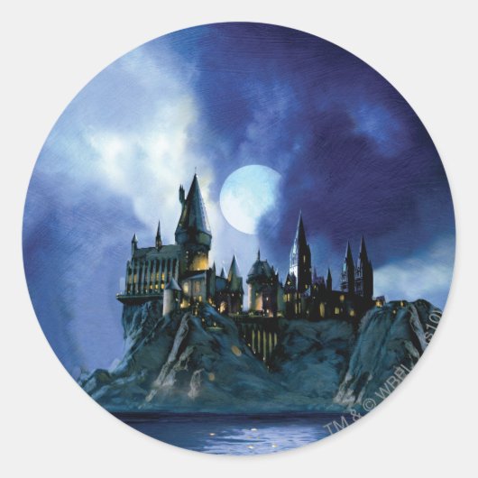 Harry Potter Castle | Hogwarts 's nachts Ronde Sticker (Voorkant)