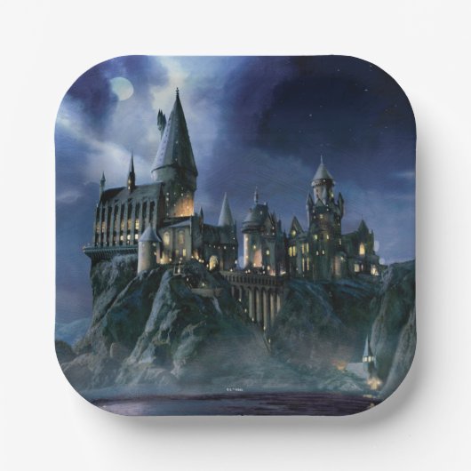 Harry Potter Castle | Moonlit Hogwarts Papieren Bordje (Voorkant)