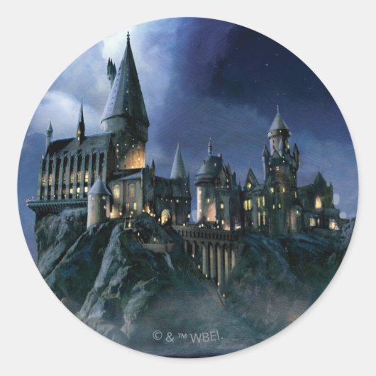 Harry Potter Castle | Moonlit Hogwarts Ronde Sticker (Voorkant)