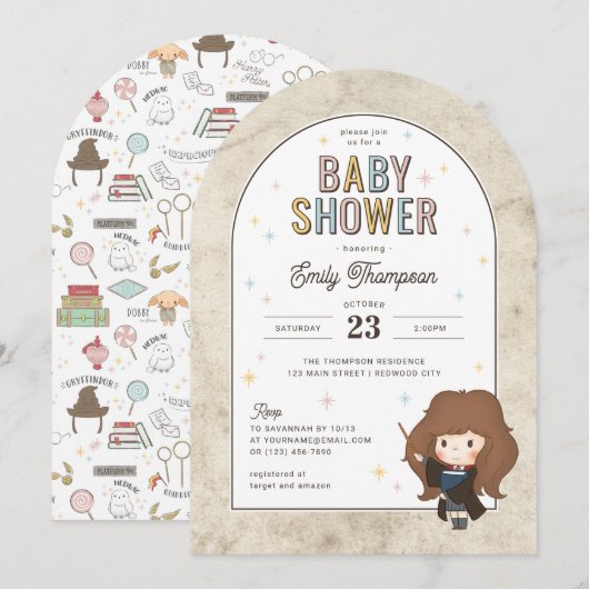 Harry Potter | Chibi Hermione Wizard Baby shower Kaart (Voorkant / Achterkant)