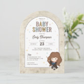 Harry Potter | Chibi Hermione Wizard Baby shower Kaart (Staand voorkant)