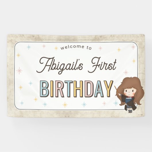 Harry Potter Chibi Hermione Wizard Birthday Spandoek (Horizontaal)