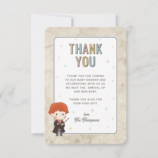 Harry Potter Chibi Ron Weasley Wizard Baby Shower Bedankkaart (Voorkant)