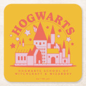 HARRY POTTER™ | Cute HOGWARTS™ School Vierkante Kartonnen Onderzetter (Voorkant)