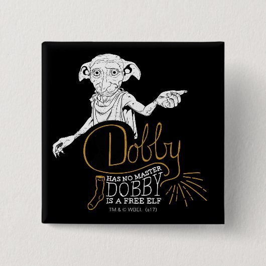 Harry Potter | Dobby heeft geen meester Vierkante Button 5,1 Cm (Voorkant)