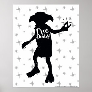 Harry Potter "Dobby is vrij" Silhouette Typograf Poster
