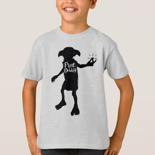Harry Potter | "Dobby is vrij" Silhouette Typograf T-shirt (Voorkant)