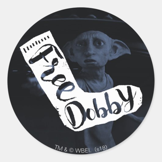 Harry Potter | "Dobby vrij" Sok Typography Ronde Sticker (Voorkant)