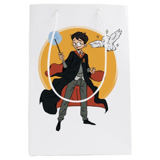 HARRY POTTER™ en Hedwig Illustratie Medium Cadeauzakje (Voorkant)