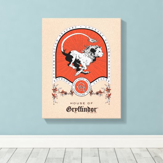 HARRY POTTER™ | Fijne schets GRYFFINDOR™ Crest Canvas Afdruk (Insitu (Houten vloer))