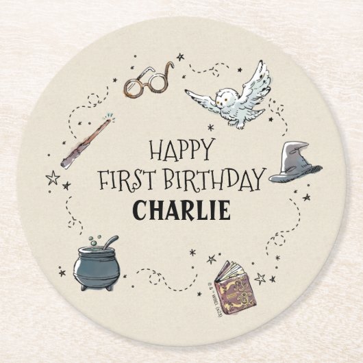 Harry Potter First Birthday Ronde Kartonnen Onderzetter (Voorkant)
