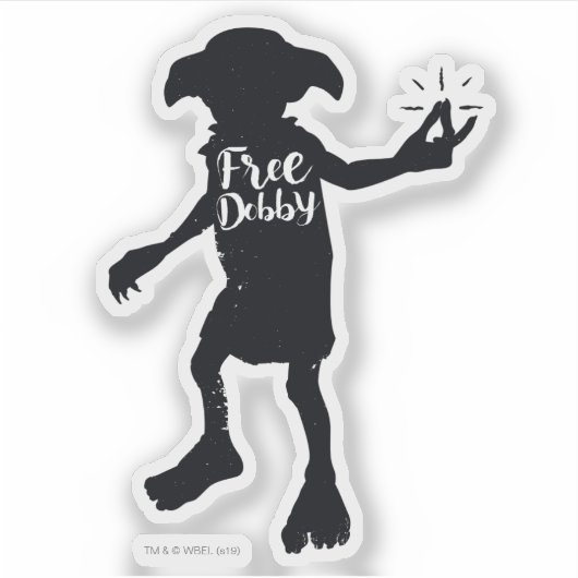 Harry Potter | "Free Dobby" Silhouette Typografie Sticker (Voorkant)