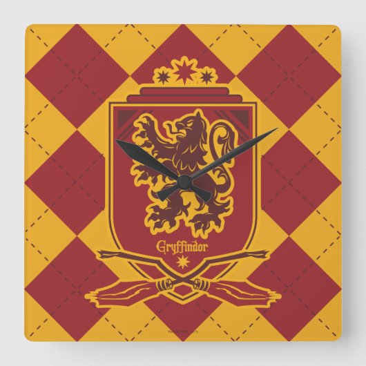 Harry Potter | Gryffindor QUIDDITCH™ Crest Vierkante Klok (Voorkant)