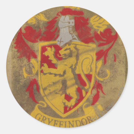 Harry Potter | Gryffindor - Retro House Crest Ronde Sticker (Voorkant)