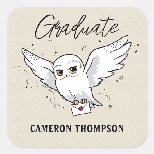 Harry Potter | Hedwig Afstuderen Vierkante Sticker (Voorkant)