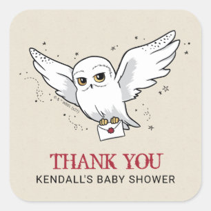 Harry Potter Hedwig Baby shower Hartelijk dank Vierkante Sticker