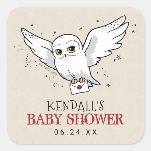 Harry Potter | Hedwig Baby shower Square Sticker (Voorkant)