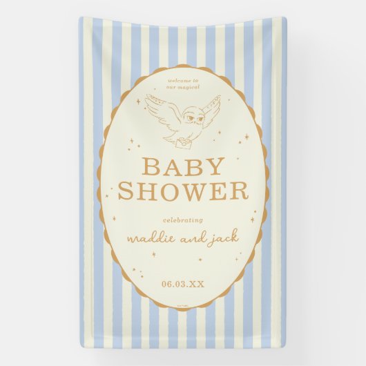 Harry Potter Hedwig Blue Stripe Baby Shower Spandoek (Verticaal)