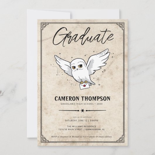 Harry Potter | Hedwig Graduation Party Kaart (Voorkant)