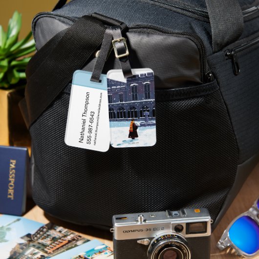 HARRY POTTER™ & Hedwig in HOGWARTS™ Courtyard Bagagelabel (Voorkant /achterkant)