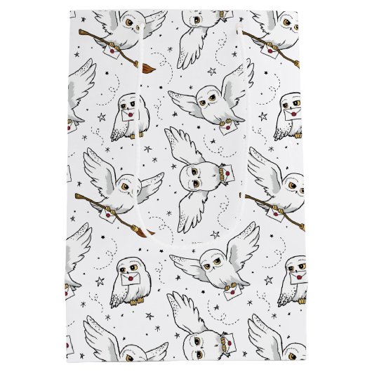 Harry Potter | Hedwig Pattern - Baby shower Medium Cadeauzakje (Achterkant)