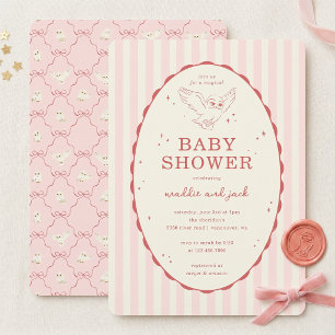 Harry Potter Hedwig Roze Streep Baby Shower Kaart