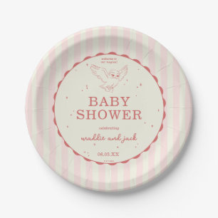 Harry Potter Hedwig Roze Streep Baby Shower Papieren Bordje