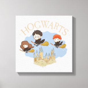 HARRY POTTER™, Hermelien & Ron Fly Over Zweinstein Canvas Afdruk