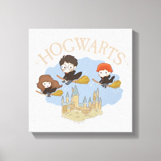 HARRY POTTER™, Hermelien & Ron Fly Over Zweinstein Canvas Afdruk (Voorkant)
