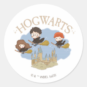 HARRY POTTER™, Hermelien & Ron Fly Over Zweinstein Ronde Sticker