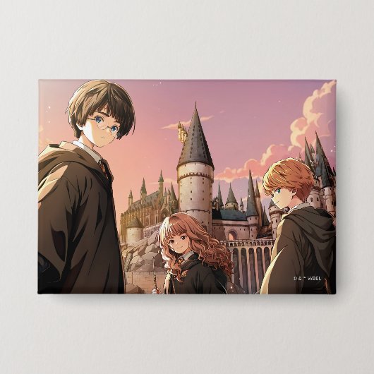 HARRY POTTER™ Hermelien & Ron HOGWARTS™ Anime Scen Button (Voorkant)