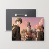 HARRY POTTER™ Hermelien & Ron HOGWARTS™ Anime Scen Button (Voorkant / Achterkant)