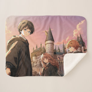 HARRY POTTER™ Hermione & Ron HOGWARTS™ Anime Scene Sherpa Deken