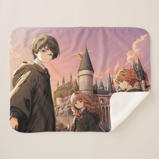 HARRY POTTER™ Hermione & Ron HOGWARTS™ Anime Scene Sherpa Deken (Voorkant (horizontaal))