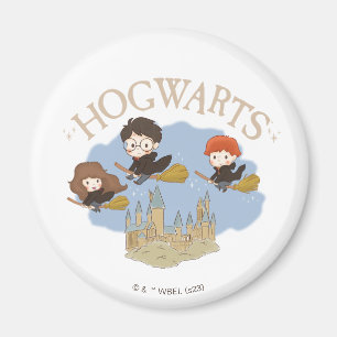 HARRY POTTER™, Hermione, & Ron vliegen over HOGWAR Magneet