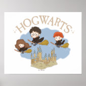 HARRY POTTER™, Hermione, & Ron vliegen over HOGWAR Poster (Voorkant)