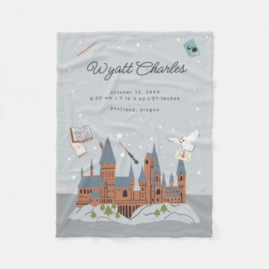 Harry Potter Hogwarts Baby Birth Stats Fleece Deken (Voorkant)